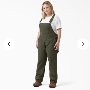 Dickies Bibs Overalls Womens Green Relaxed Fit Straight Leg Cargo Pants